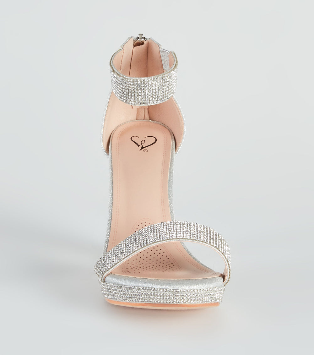 Oh My Shine Rhinestone Block Heels Newgew