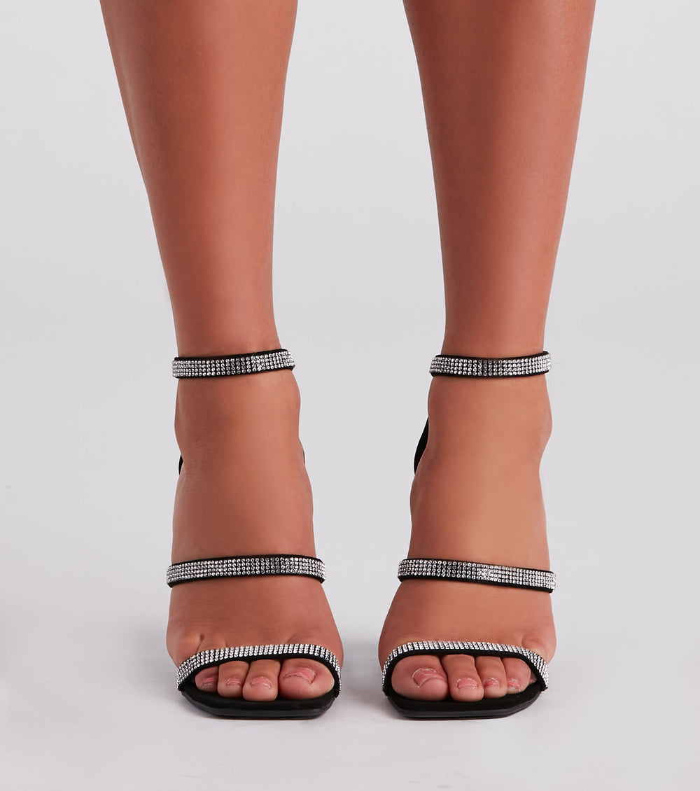 Dazzling In Rhinestone Block Heels Newgew