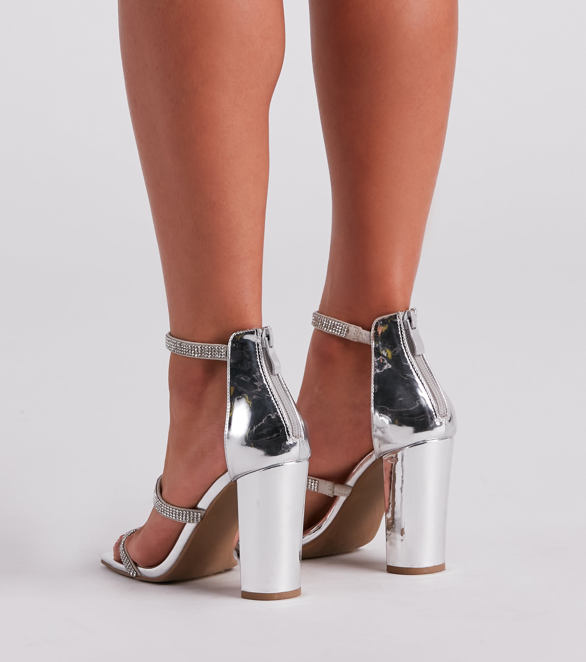 Dazzling In Rhinestone Block Heels Newgew