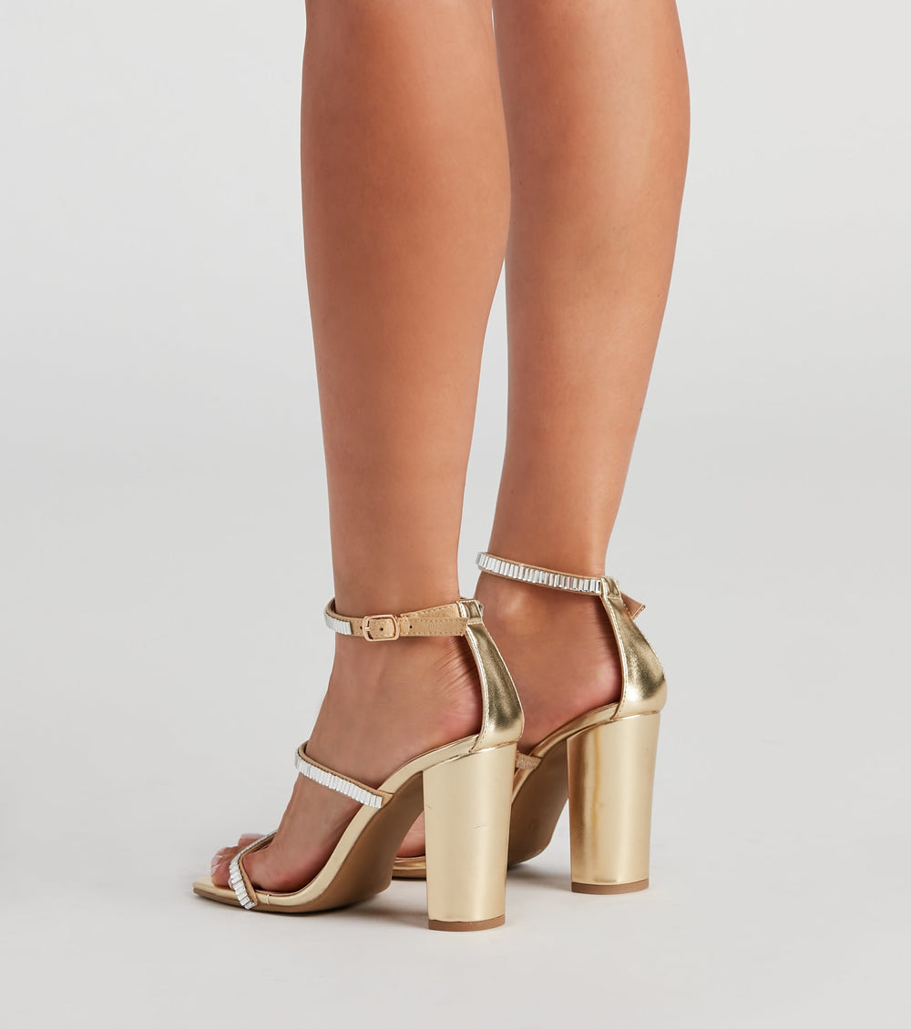 Star Studded Rhinestone Strap Heels Newgew