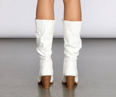 Faux Leather Slouched Knee-High Boots Newgew