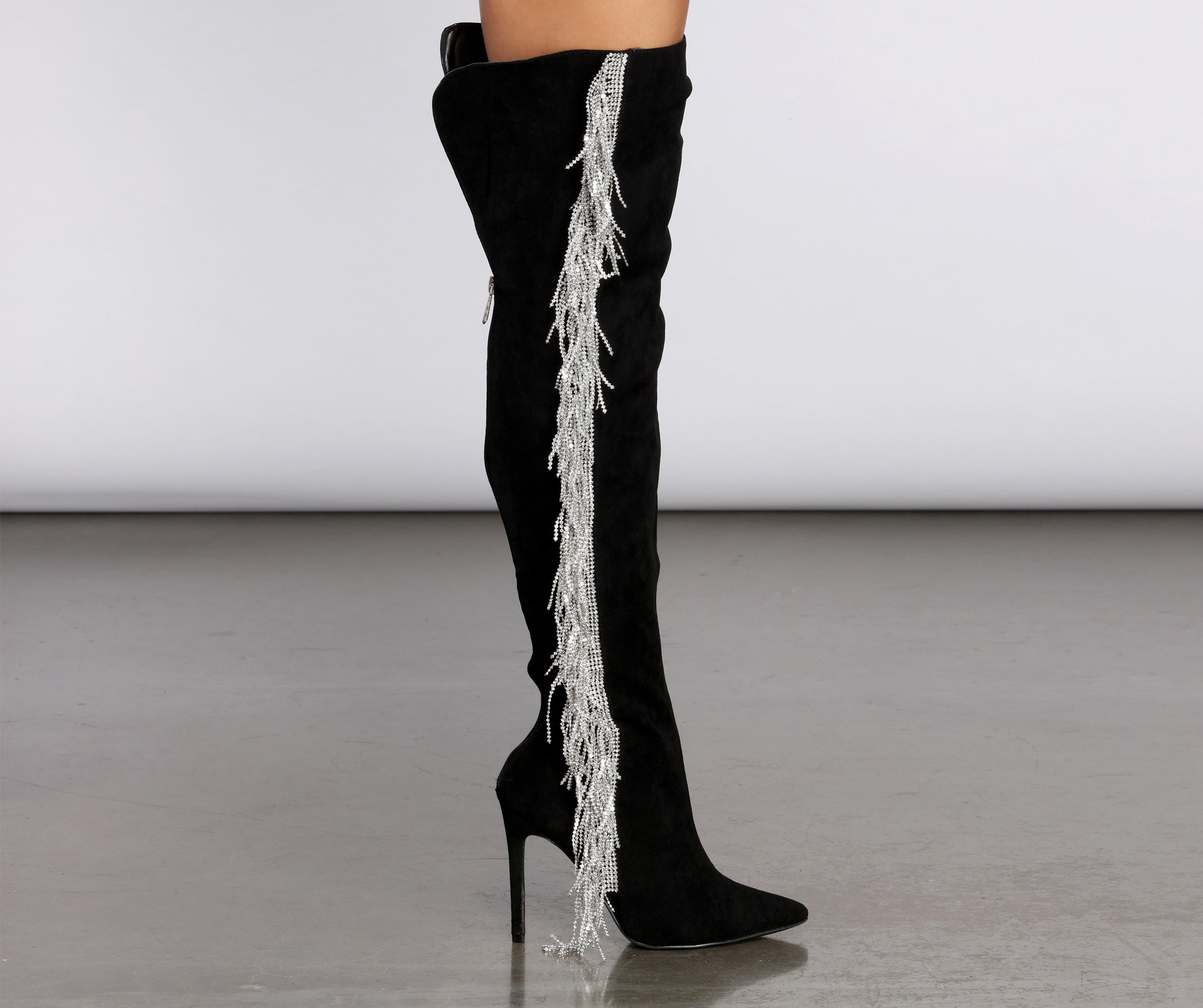 Living In The Limelight Fringe Thigh High Boots Newgew
