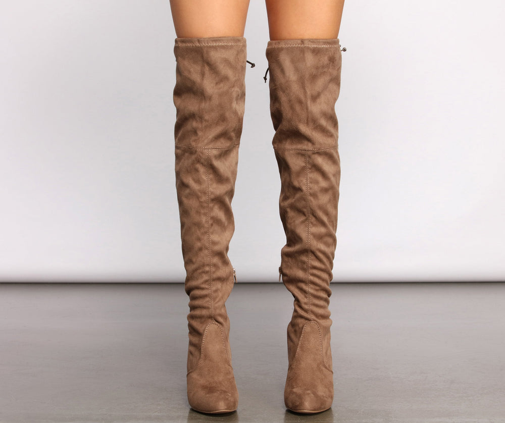 A Chic Vibe Over The Knee Block Heeled Boots Newgew