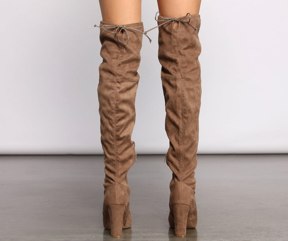 A Chic Vibe Over The Knee Block Heeled Boots Newgew