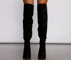 Faux Suede Lace-Up Stacked Heel Boots Newgew