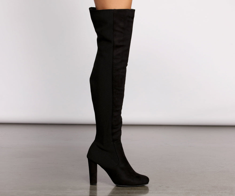 50 and 50 Thigh High Faux Suede and Knit Boots Newgew