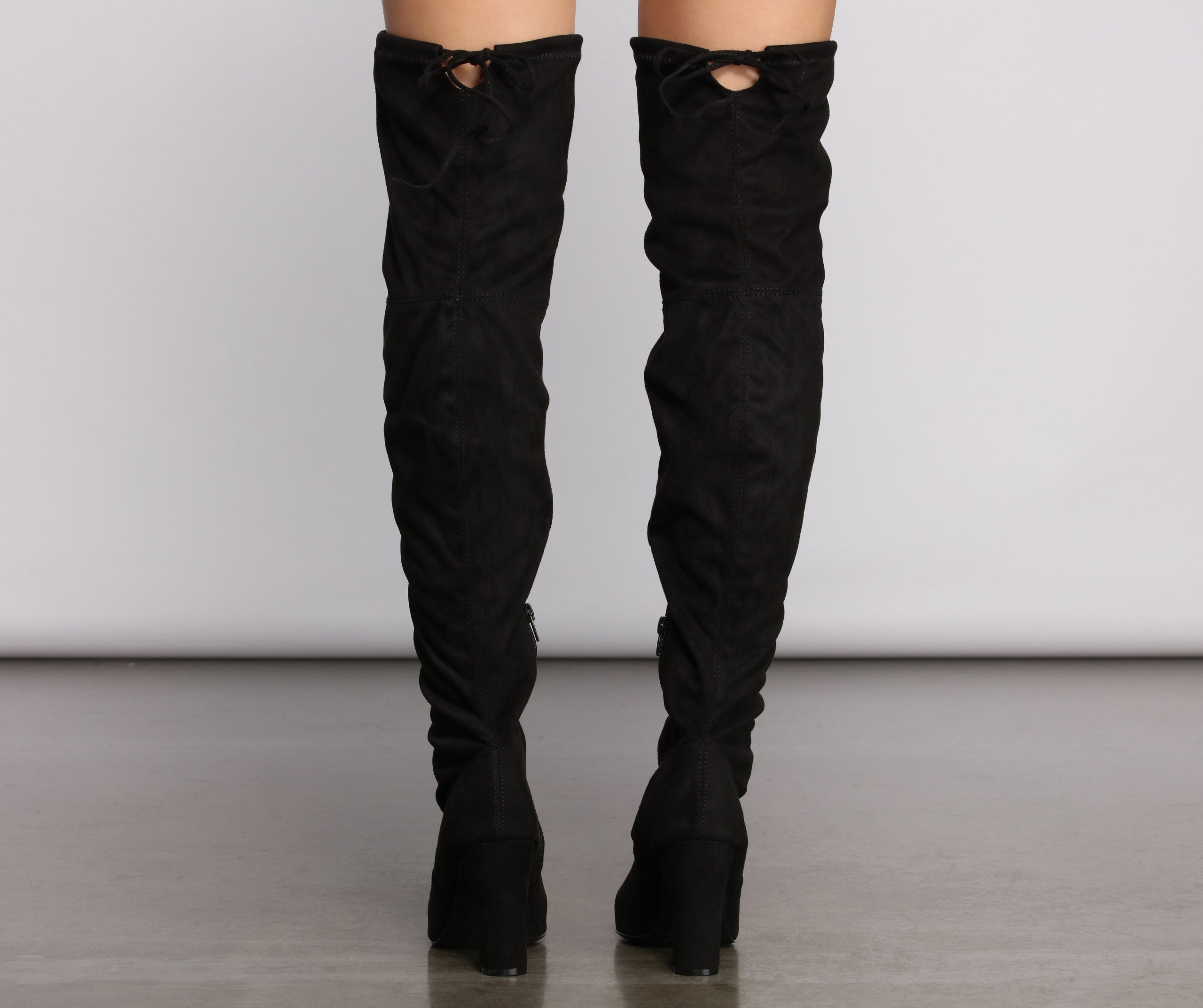 Over The Knee Open Toe Block Heeled Boots Newgew