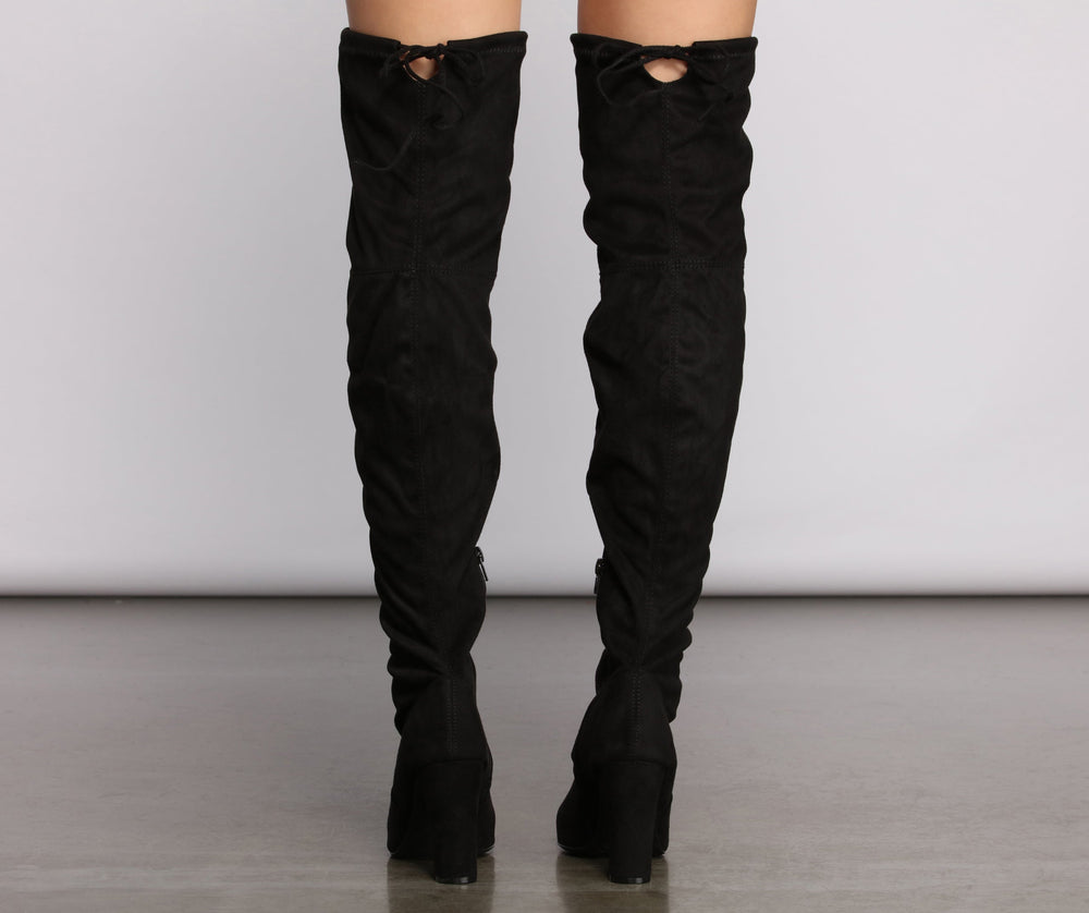 Over The Knee Open Toe Block Heeled Boots Newgew