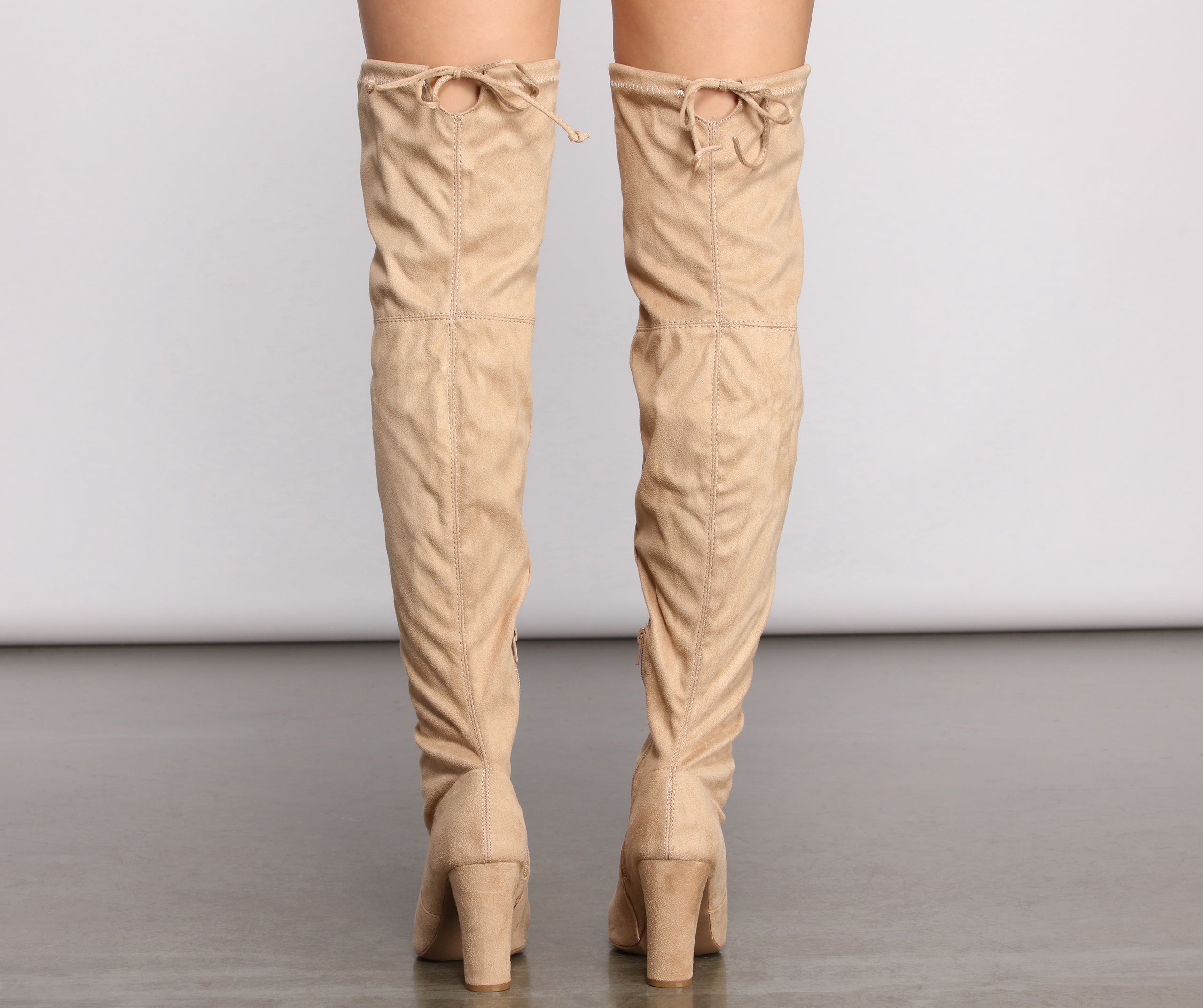 Over The Knee Open Toe Block Heeled Boots Newgew