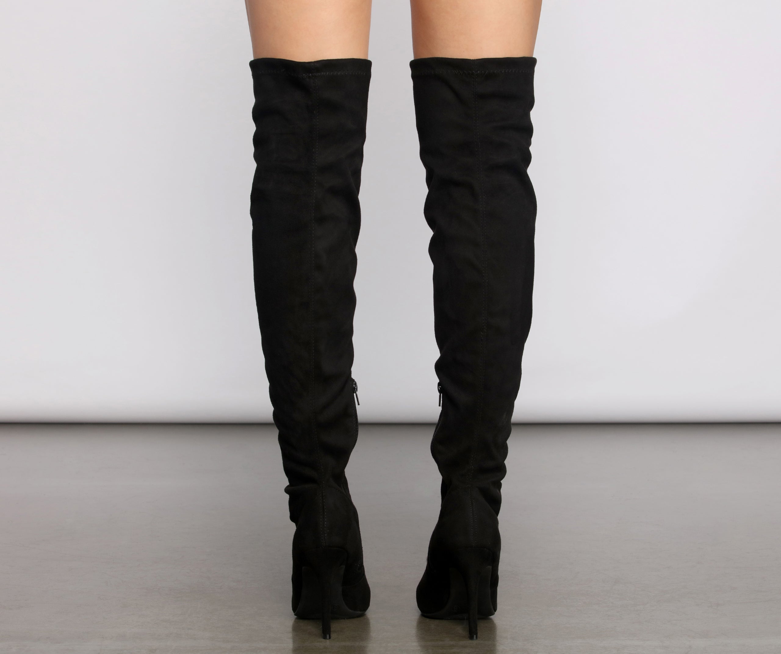 Essential Faux Suede Stiletto Thigh High Boots Newgew