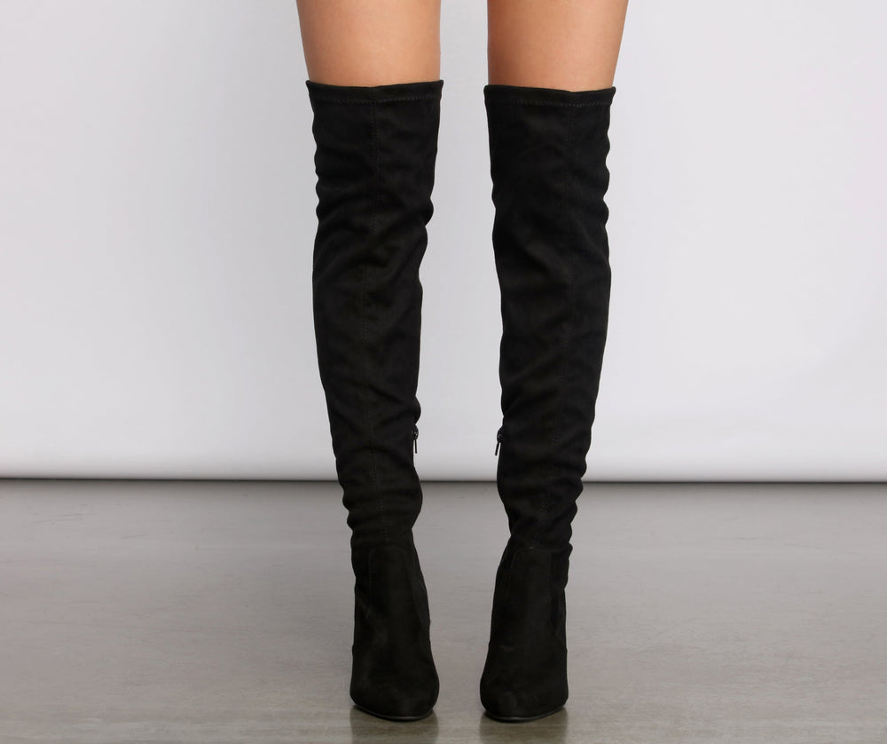 Essential Faux Suede Stiletto Thigh High Boots Newgew