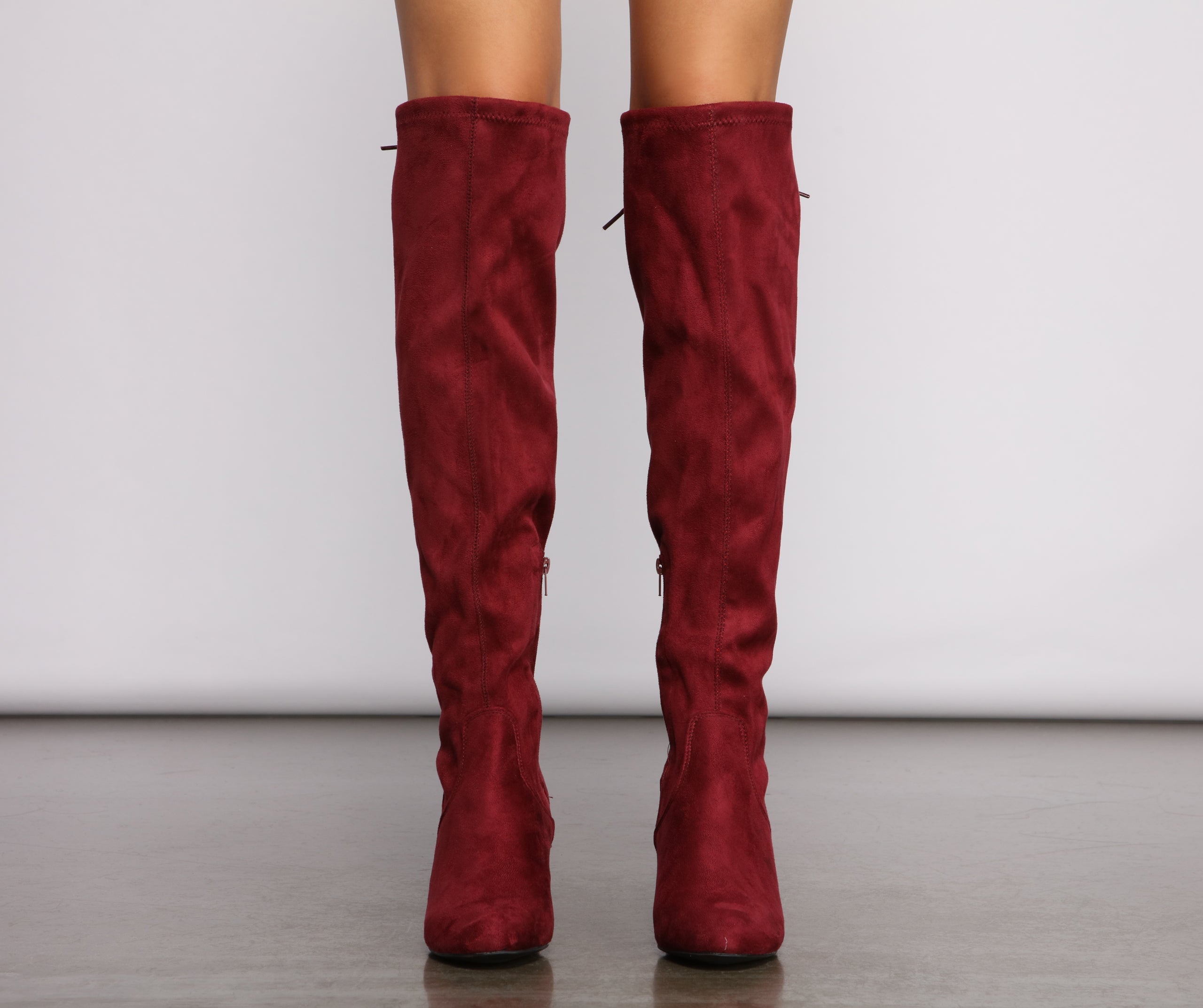 Over The Knee Tie Back Heeled Boots Newgew