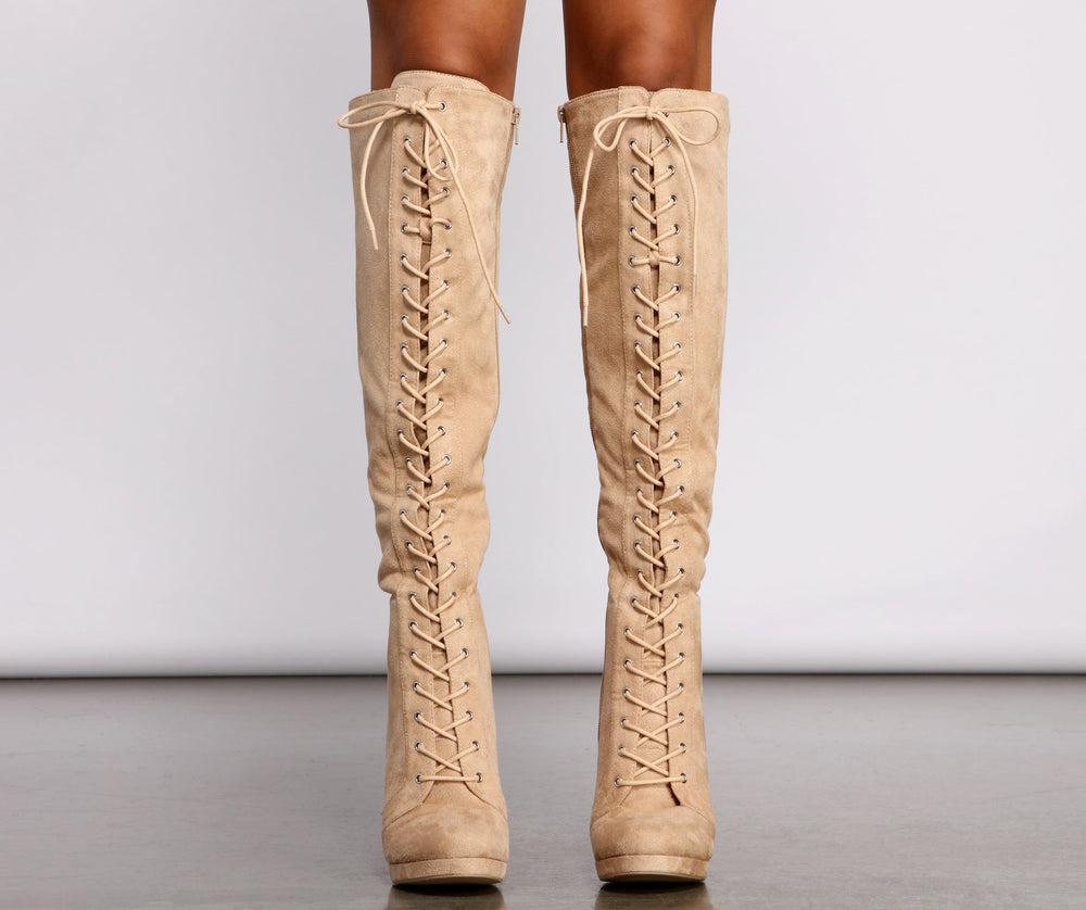 Faux Suede Over The Knee Stiletto Boots Newgew