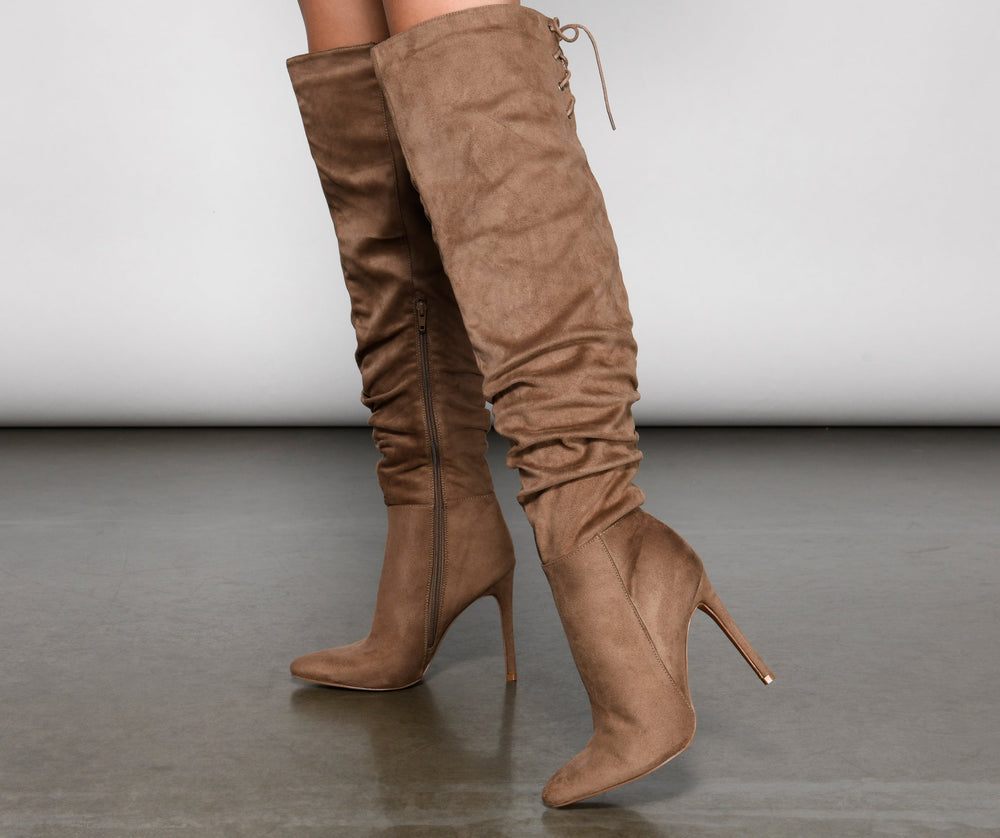 Run This Town Lace-Up Scrunched Boots Newgew