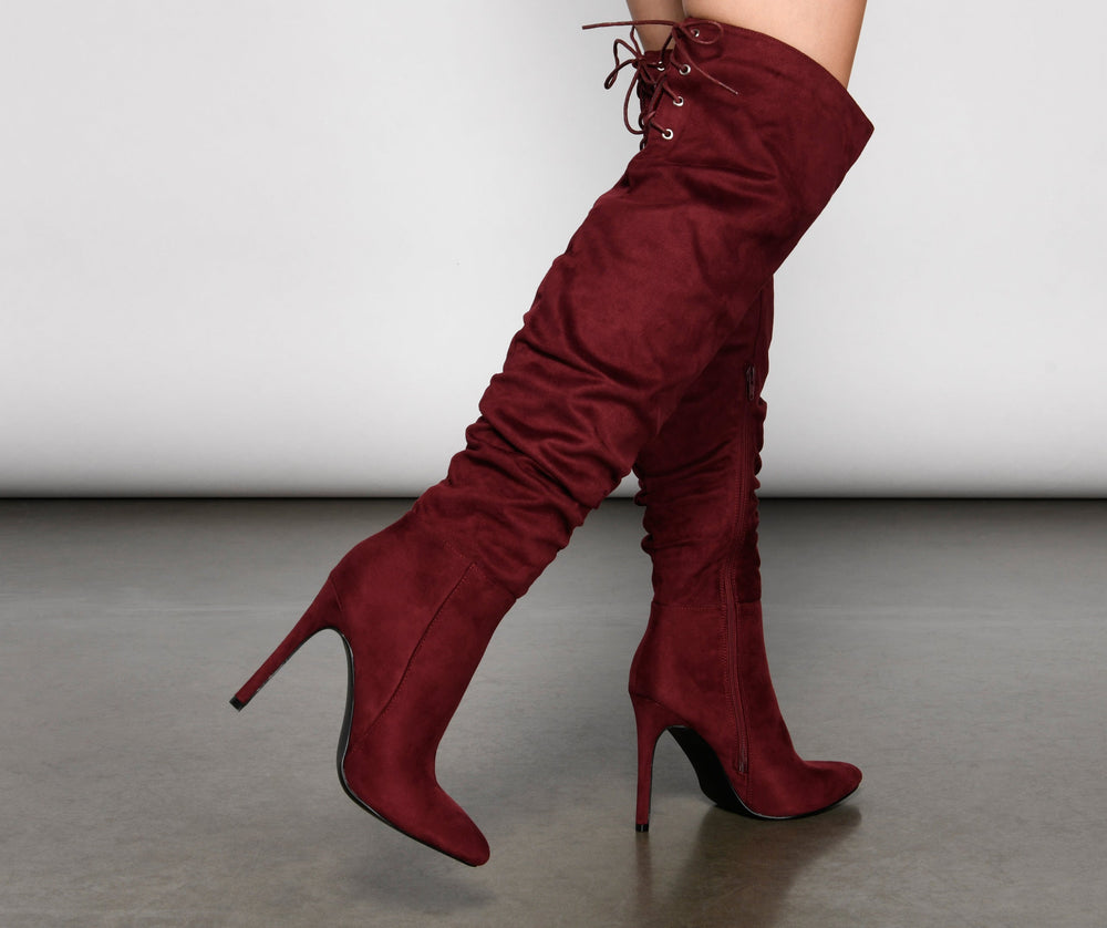 Run This Town Lace-Up Scrunched Boots Newgew