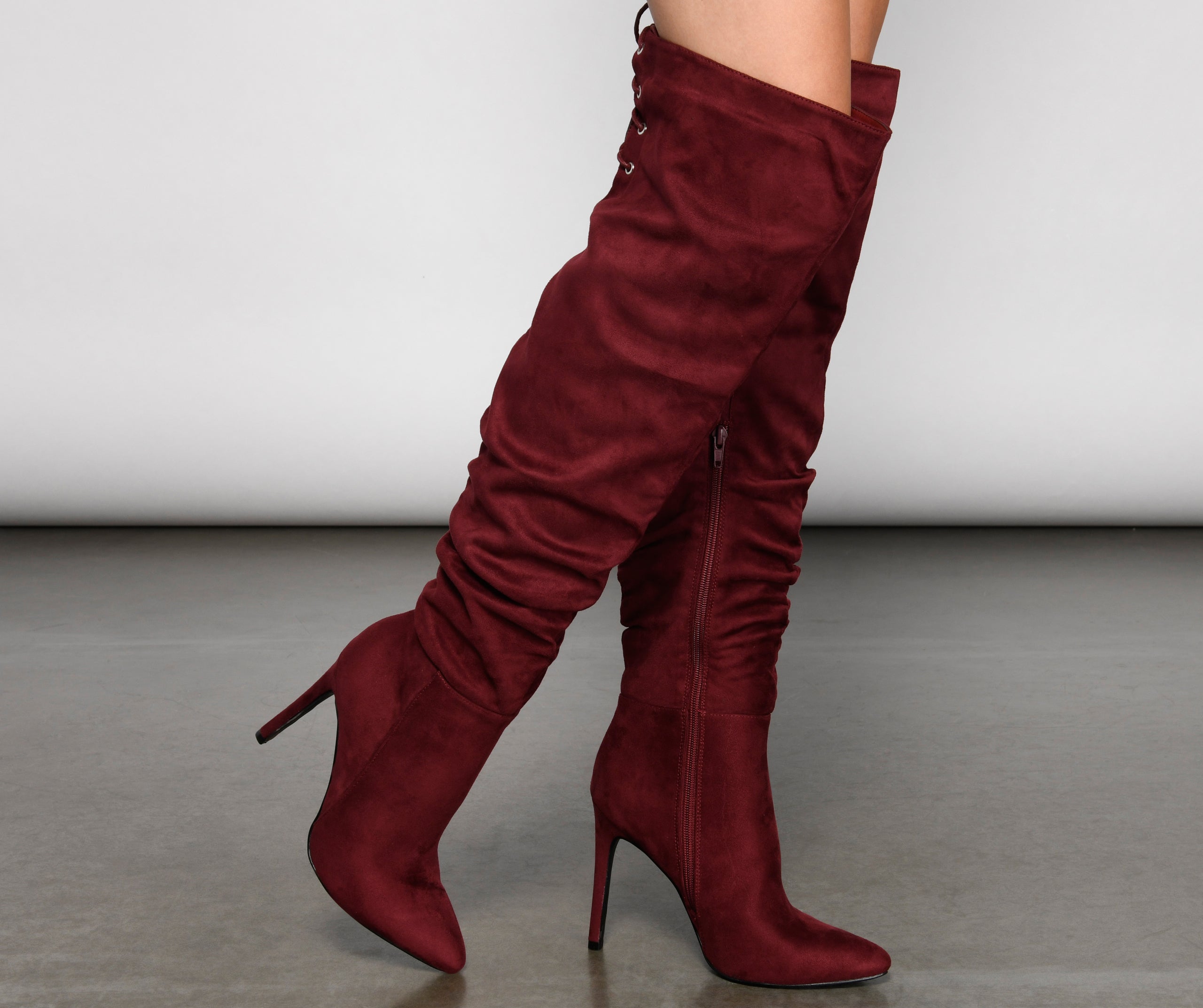 Run This Town Lace-Up Scrunched Boots Newgew