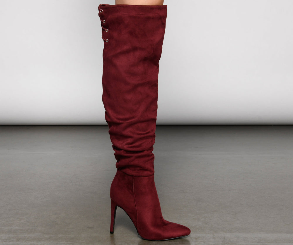 Run This Town Lace-Up Scrunched Boots Newgew