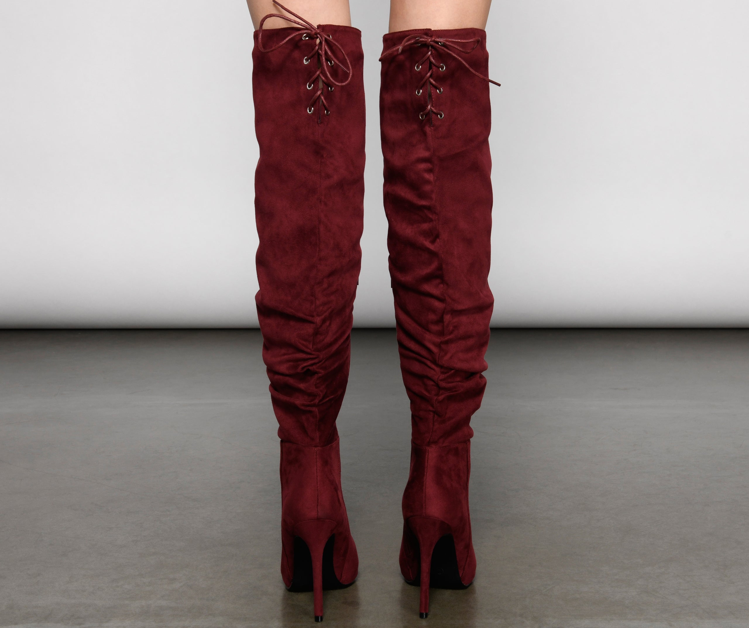 Run This Town Lace-Up Scrunched Boots Newgew