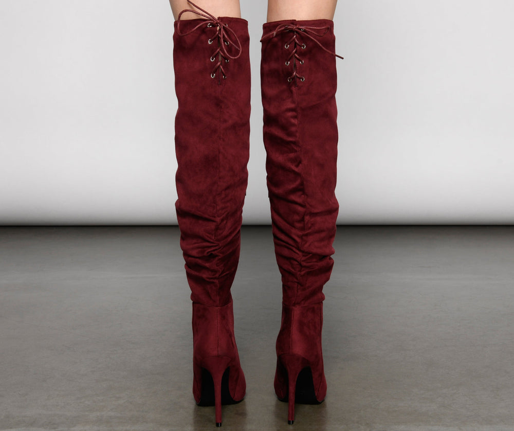 Run This Town Lace-Up Scrunched Boots Newgew