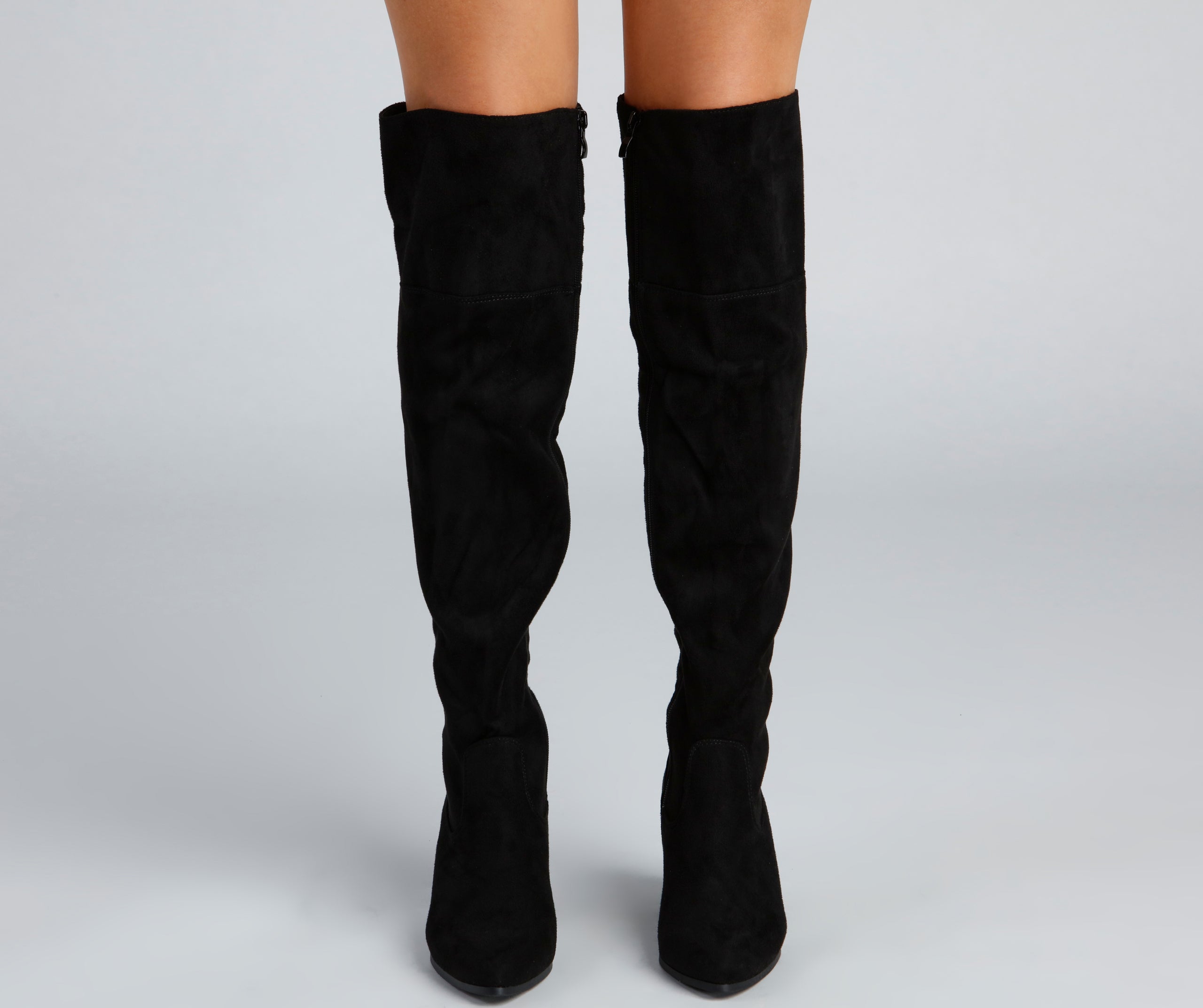 High Fashion Faux Suede Stacked Heel Boots Newgew
