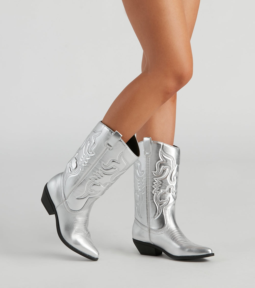 Major Glam Metallic Cowboy Boots Newgew