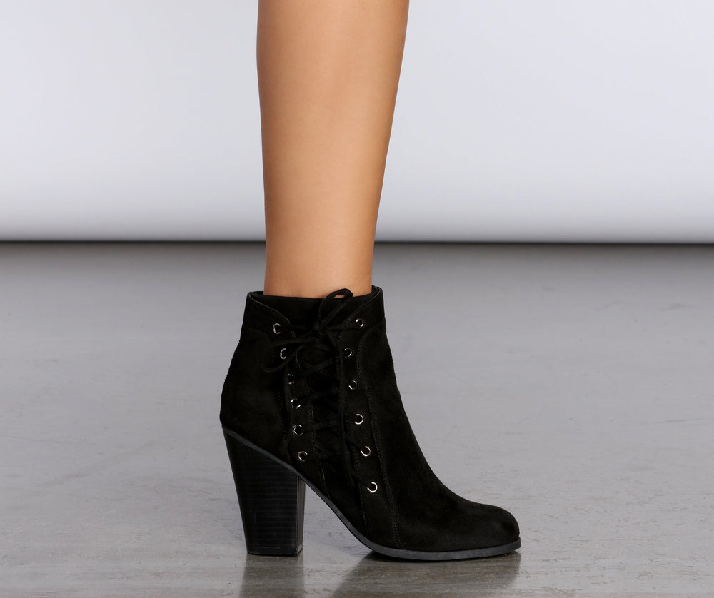 Faux Suede Lace Up Booties Newgew