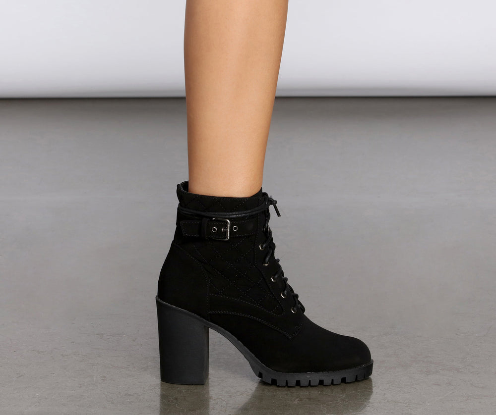 Walk My Way Quilted Faux Suede Booties Newgew