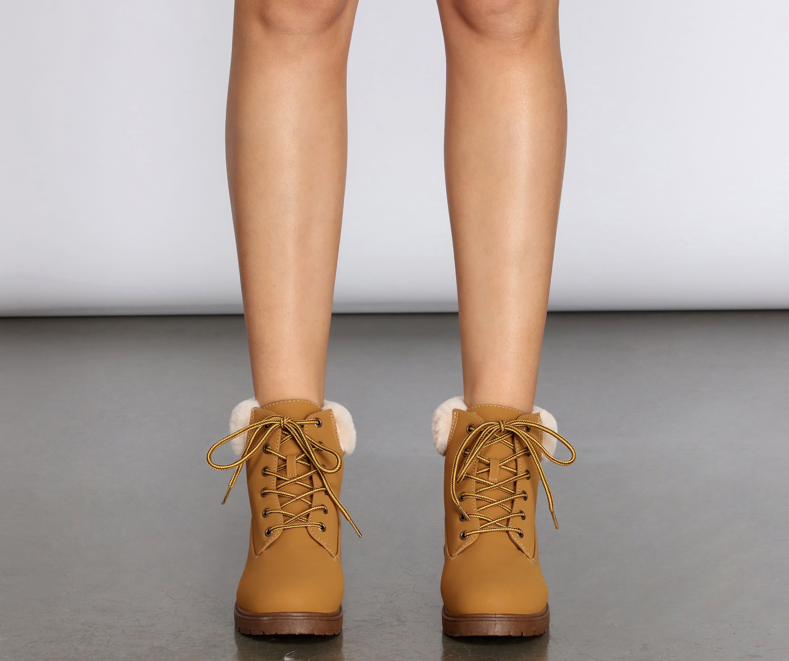 Snow Day Faux Fur Trim Combat Boots Newgew