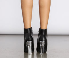 Come Thru Clear Heeled Booties Newgew