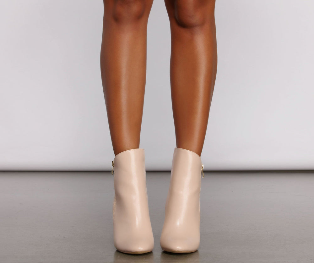 Moving On Faux Leather Lucite Booties Newgew