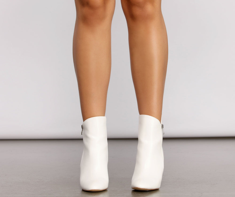 Moving On Faux Leather Lucite Booties Newgew
