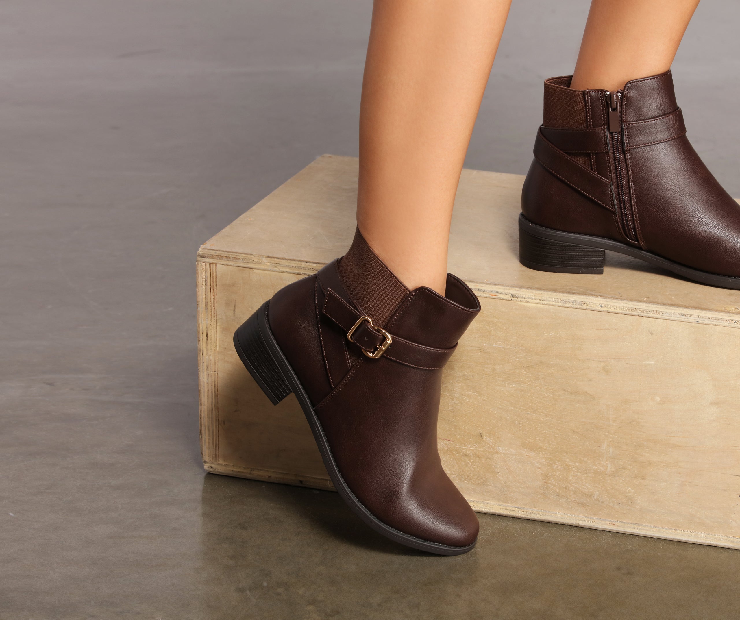 Stacked on Style Faux Leather Ankle Booties Newgew