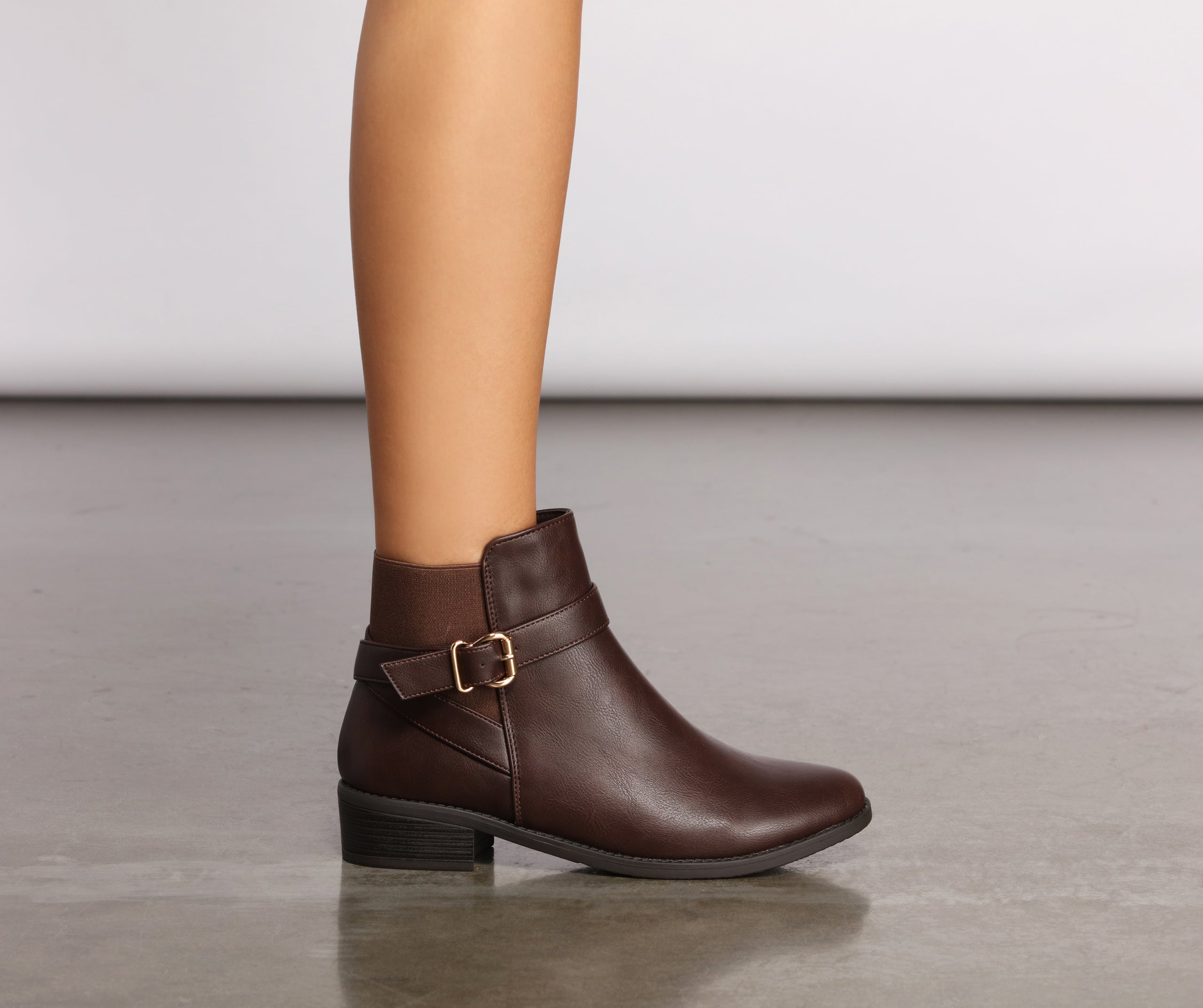 Stacked on Style Faux Leather Ankle Booties Newgew