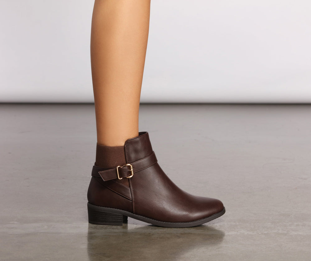 Stacked on Style Faux Leather Ankle Booties Newgew