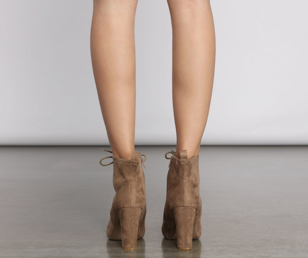 Essential Faux Suede Lace Up Booties Newgew