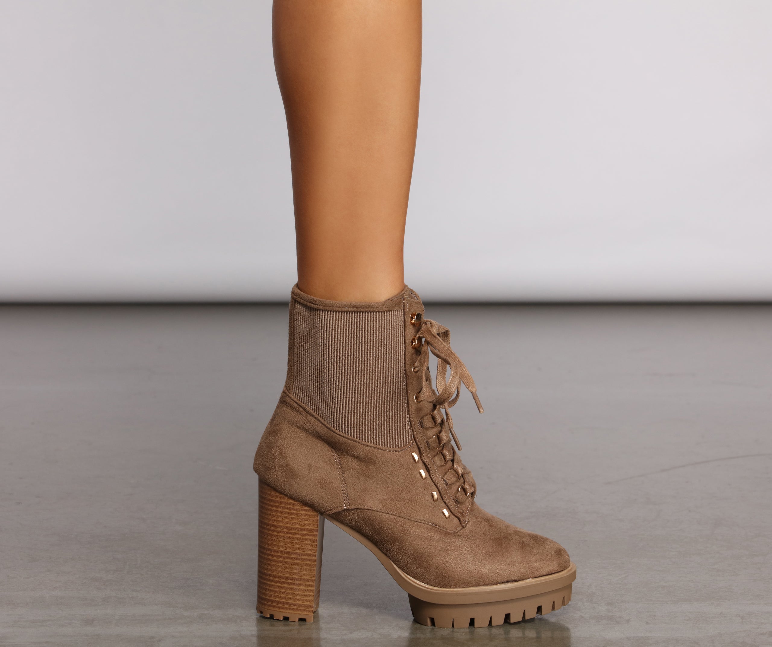 Slay In Faux Suede Lug Sole Booties Newgew