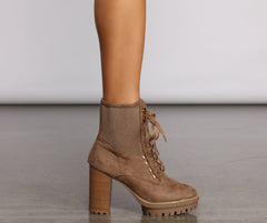 Slay In Faux Suede Lug Sole Booties Newgew