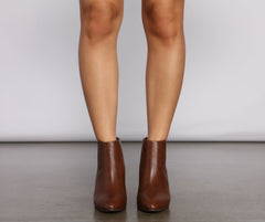 Faux Leather Stacked Block Heel Booties Newgew