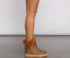 Cheetah Print Faux Suede Booties Newgew