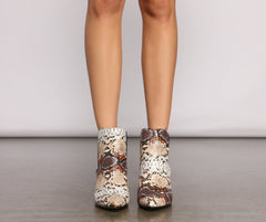 Fashionista Babe Snake Print Booties Newgew