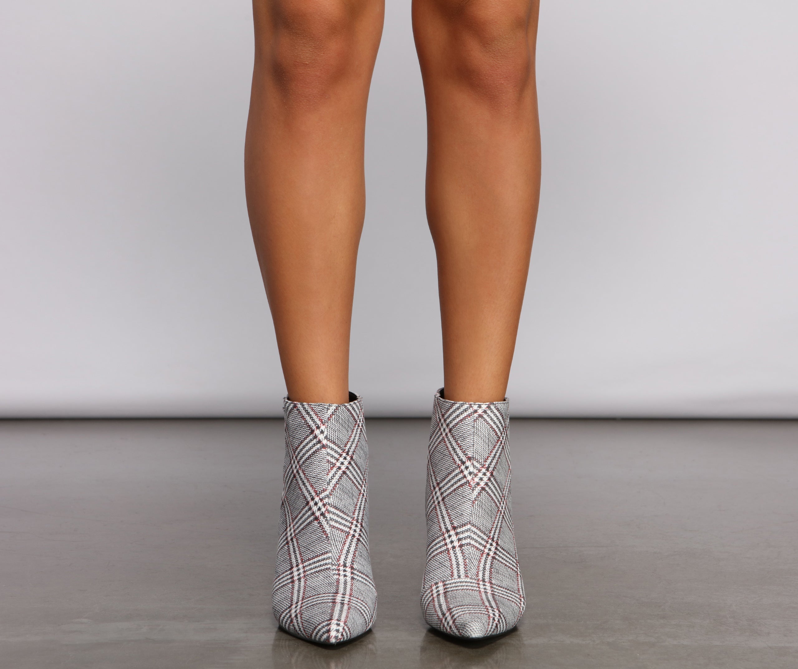 Perfectly Poised Plaid Kitten Heel Booties Newgew