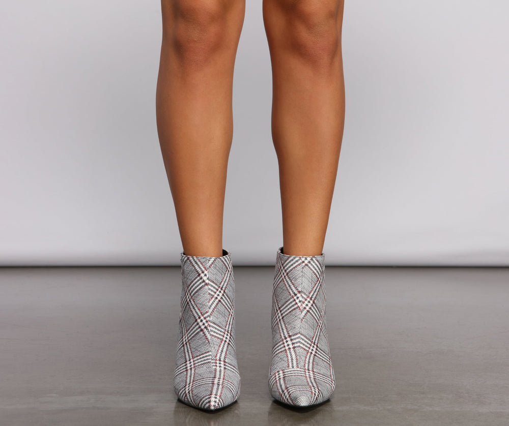 Perfectly Poised Plaid Kitten Heel Booties Newgew