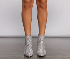 Perfectly Poised Plaid Kitten Heel Booties Newgew