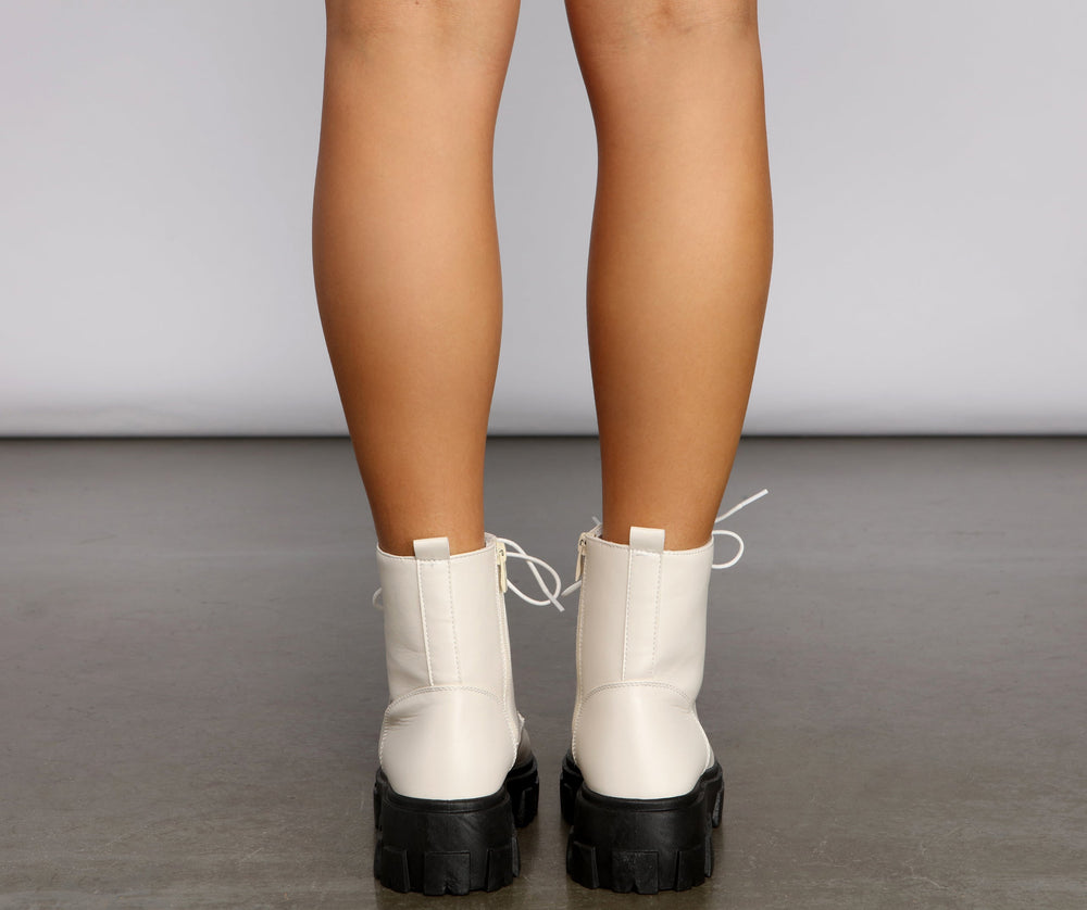 Glamour Rebel Faux Leather Lug Booties Newgew
