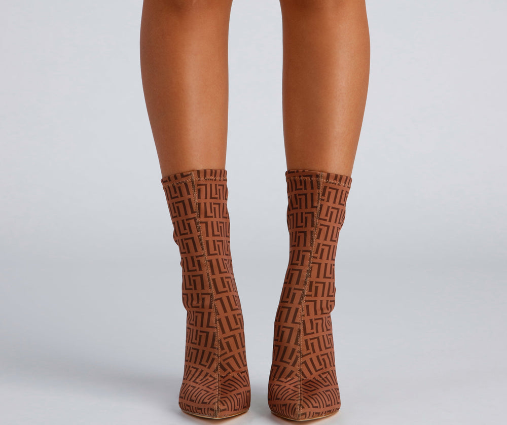 Greek Key Stiletto Booties Newgew