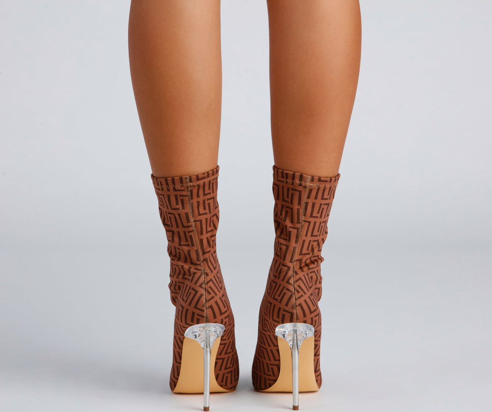 Greek Key Stiletto Booties Newgew