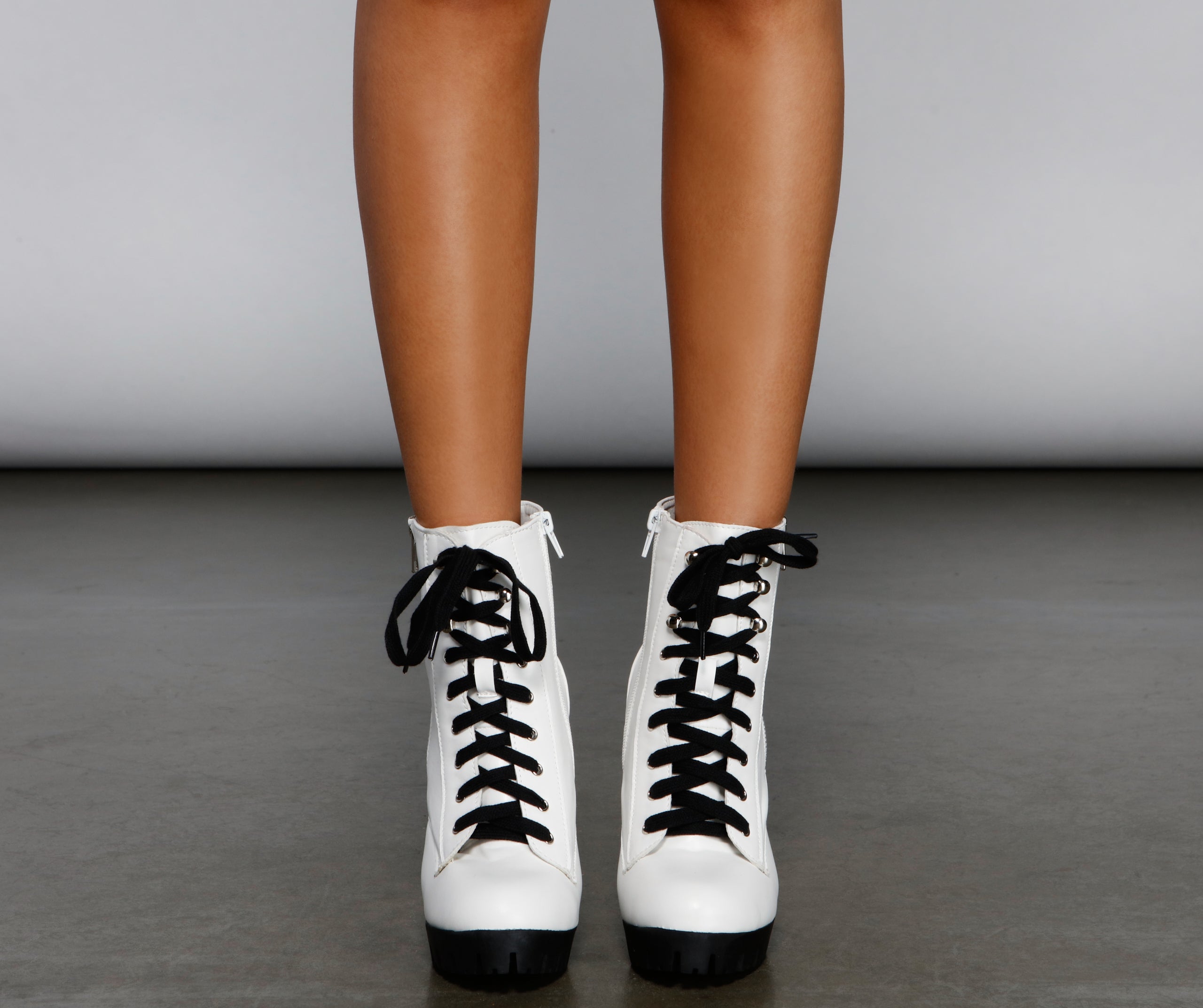 Baddie Chic Faux Leather Lug Platform Booties Newgew