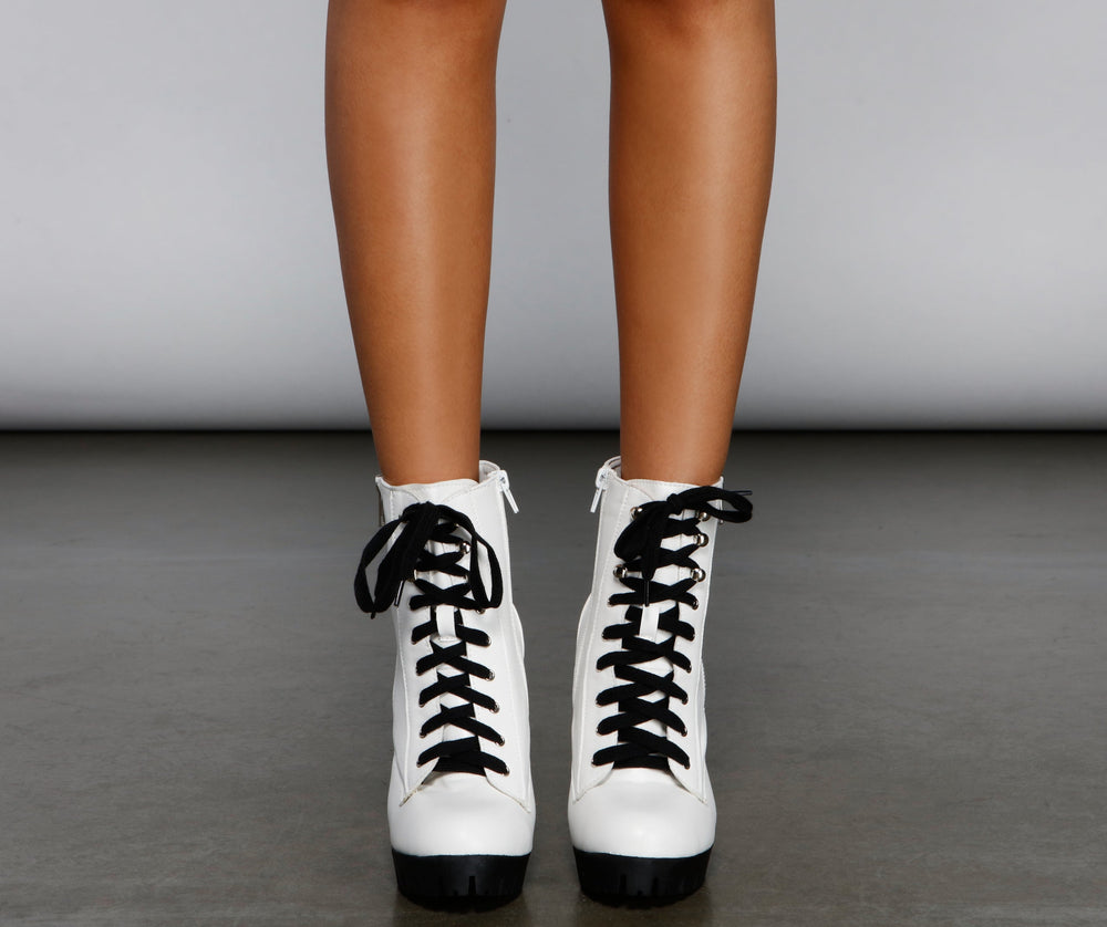Baddie Chic Faux Leather Lug Platform Booties Newgew