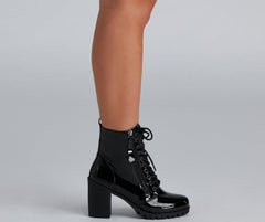 Stylin' In Lug Patent Leather Boots Newgew
