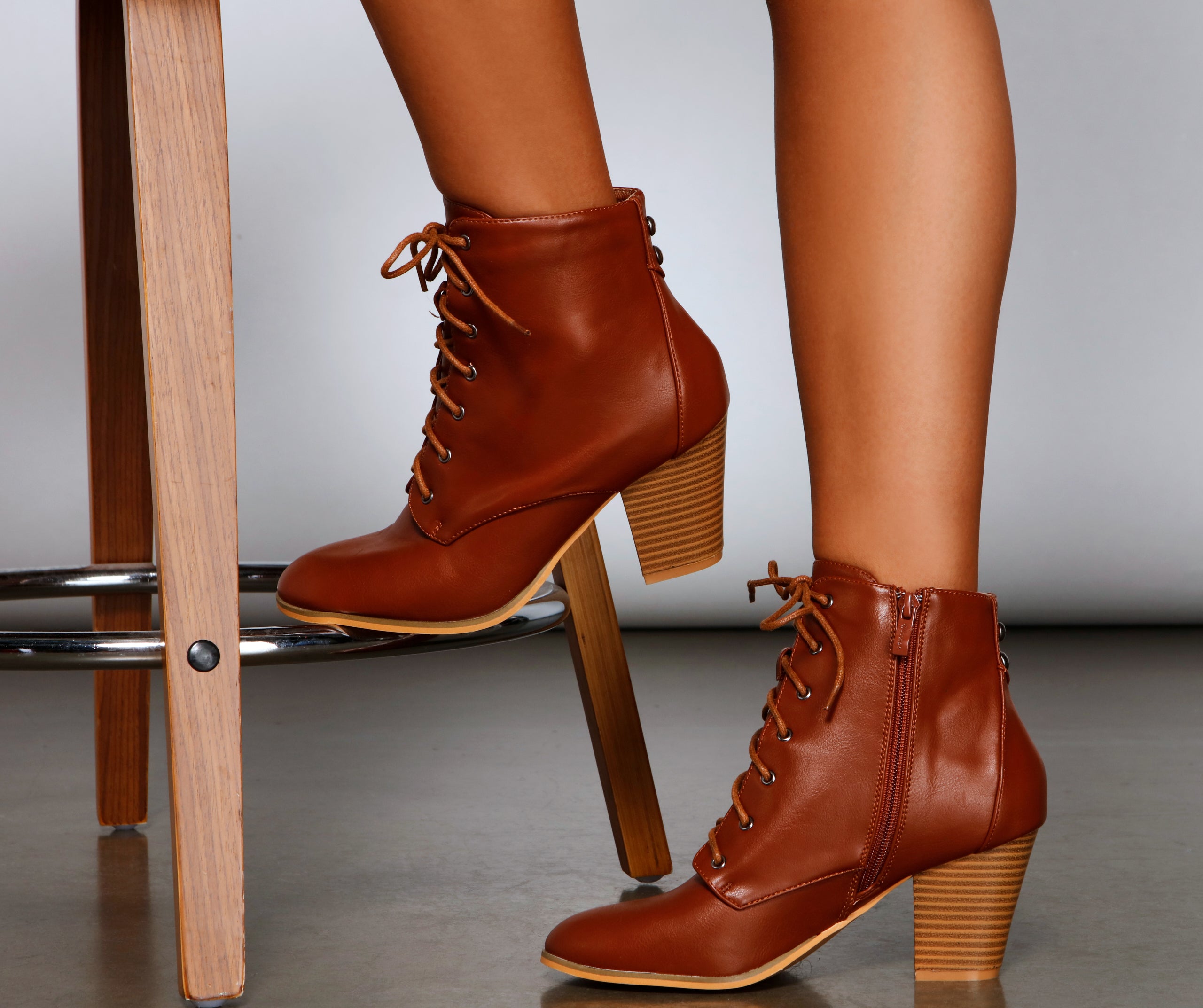 Cozy Cutie Lace-Up Block Heel Booties Newgew